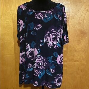 Jaclyn Smith Large Floral Blouse in Black and Purple